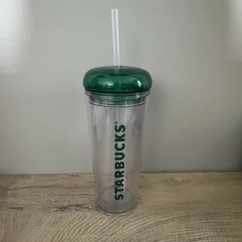 Starbucks Tumbler Korea 2022 Wordmark Foam Cold Cup Green‎ Clear 16 Oz 473ml